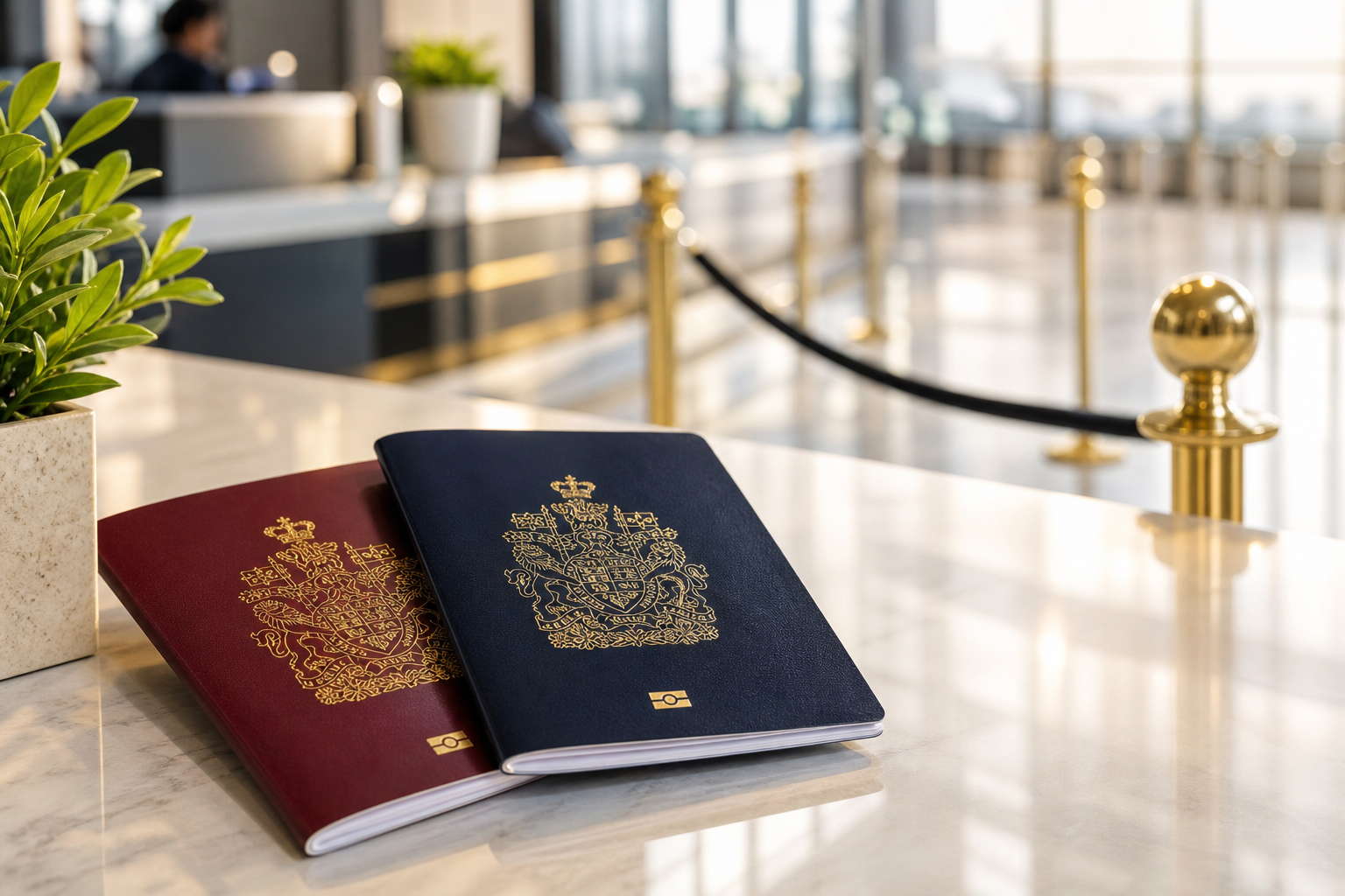 Canadian PR card and passport beside a US visa appointment calendar